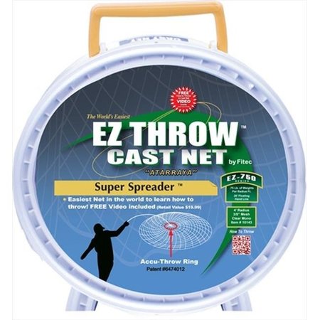 FITEC FITEC 10153 EZ750 EZ Throw Super Spreader Cast Net 5'x3/8" Mesh  Clear  3/4 lb wt 10153